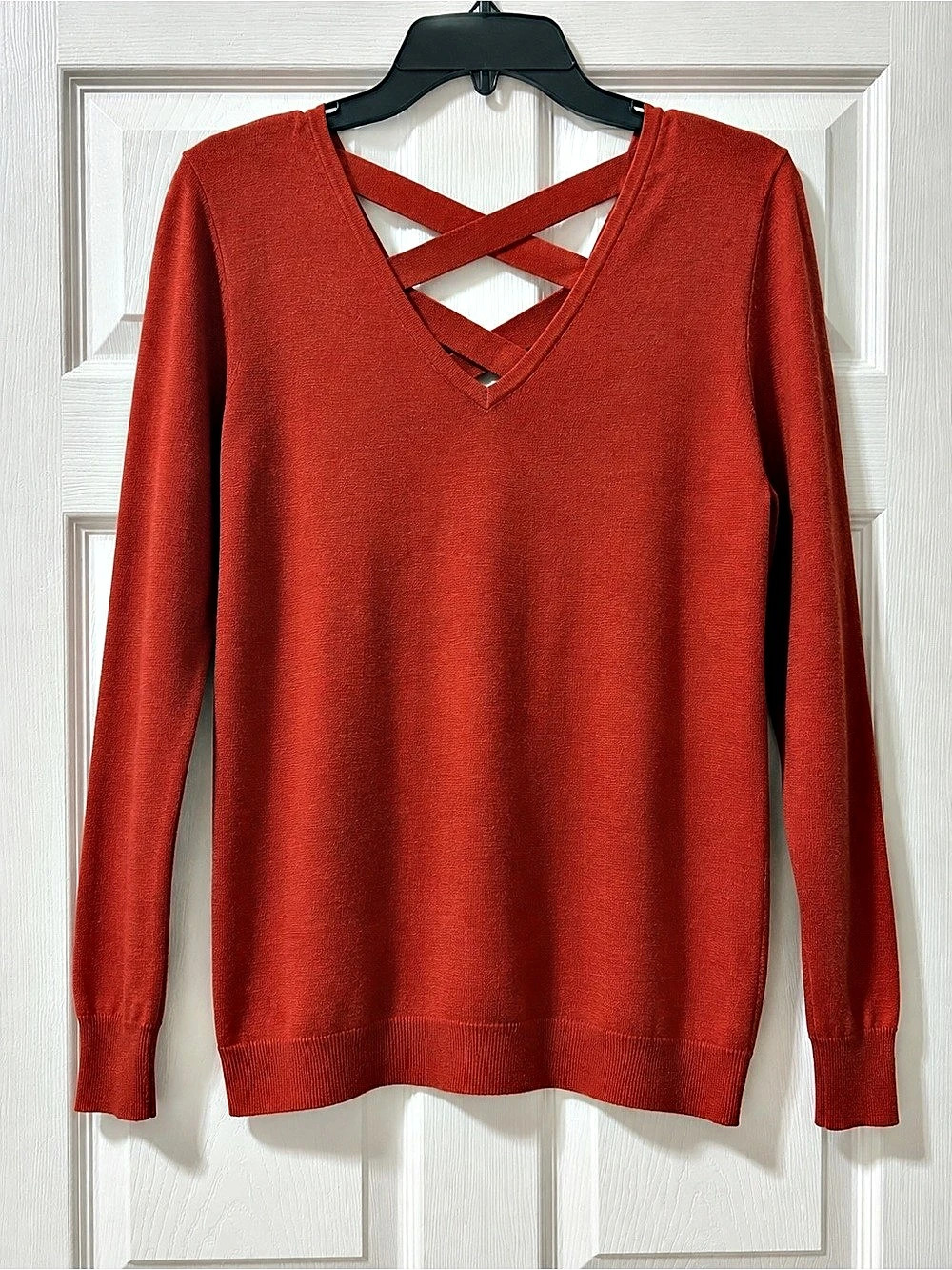 NWT Terracotta Lace-Up V-Neck Sweater